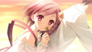 Girl pink hair flower hand - a flower free wallpaper