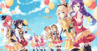 Girls balloons confetti blue sky - a group of girls free wallpaper