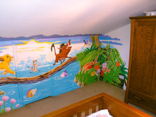 Cartoon mural room crib bed - incredible free wallpaper
