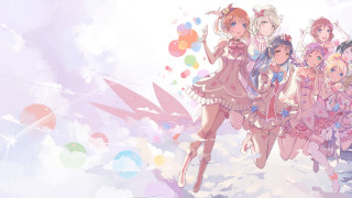 Anime girls flying balloons sky - balloon free wallpaper