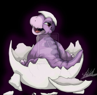 Purple dinosaur sitting egg shell - pop surrealism free wallpaper