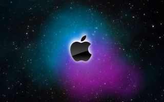 Apple logo space stars blue 9 - abstract expressionism free wallpaper