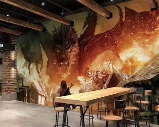 Dragon demon mural restaurant wooden - weta digital free wallpaper