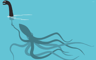 Black white octopus swimming blue - octopus free wallpaper
