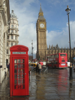 Red phone booth clock tower - brenda chamberlain free wallpaper