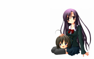 Anime girls sitting white background 3 - a white background free wallpaper