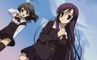 Two anime girls purple hair 3 - a poster free wallpaper