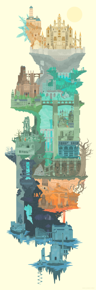 City sky reflection illustration water - a city free wallpaper