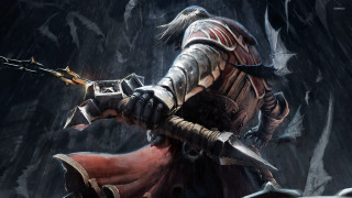 Man armor sword rain chain 2 - a man in armor holding free wallpaper