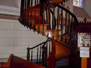 Wooden spiral staircase church stained - stained glass window free wallpaper