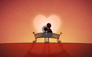 Person bench heart silhouette love - a bench in front free wallpaper