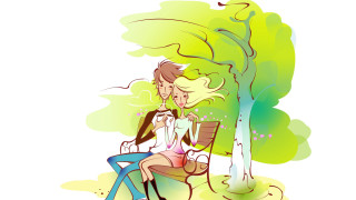 Couple bench tree park sitting - the others hand free wallpaper