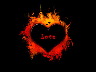 Heart love flames smoke black - a red border free wallpaper