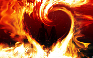 Couple heart fire flames red - cyril rolando free wallpaper