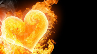 Heart shaped fire flames black - a red border free wallpaper