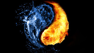Fire water yin yang symmetry - yang symbol free wallpaper