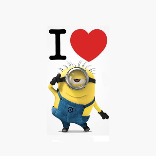 Minion holding heart love card - computer art free wallpaper