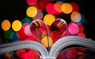 Book heart bookmark colorful lights - a heart free wallpaper