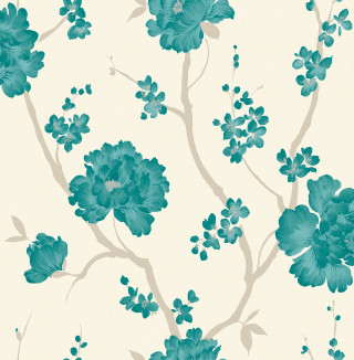 Blue flower pattern white background 2 - left free wallpaper