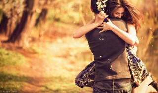 Woman holding man forest trees - a man in a forest free wallpaper