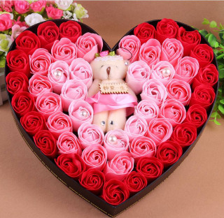 Heart shaped box roses teddy - box free wallpaper