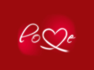 Red background white heart love 3 - a white outline free wallpaper