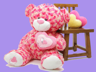 Pink teddy bear wooden chair 2 - a wooden chair free wallpaper