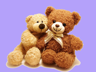 Teddy bears purple background white - two teddy free wallpaper