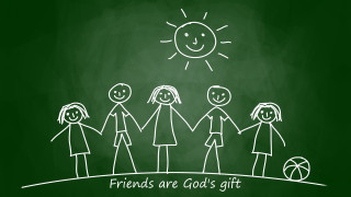 Chalk family hands sun green - a diagram free wallpaper