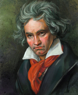 Man grey hair red scarf - free portrait wallpaper