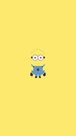 Yellow background blue creature face - computer art free wallpaper