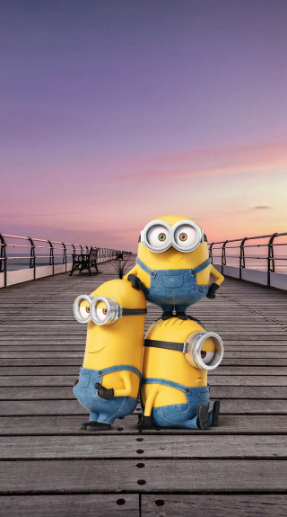 Minions sunset pier sitting top - sunset free wallpaper