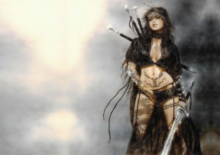 Woman costume sword black feathers - a costume free wallpaper