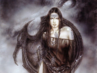 Woman dragon headdress dragon body - dark fantasy art free wallpaper
