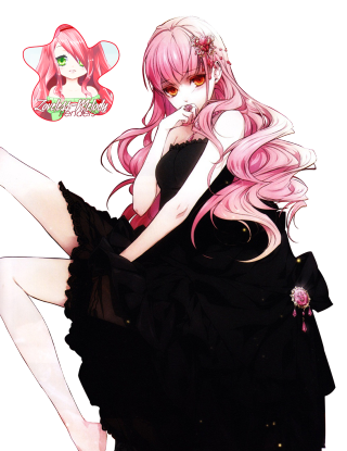 Woman pink hair black dress - free cyberpunk wallpaper