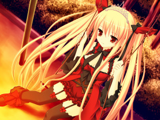 Anime girl blonde hair red 7 - a sword free wallpaper