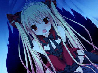 Anime girl long white hair 4 - a blue room free wallpaper