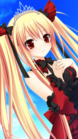 Anime girl blonde hair red 8 - red eye free wallpaper