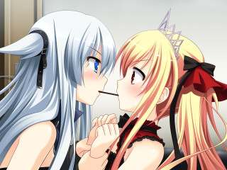 Anime girls kissing room window - the wall free wallpaper