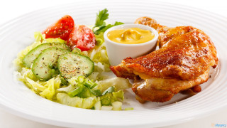 Chicken salad dressing plate white - a plate of food free wallpaper