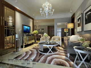 Living room chandelier couch chairs 3 - a rug free wallpaper