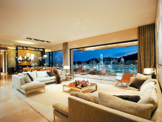 Living room large window city - modernism free wallpaper