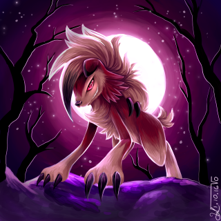 Cartoon wolf rock full moon - full free wallpaper