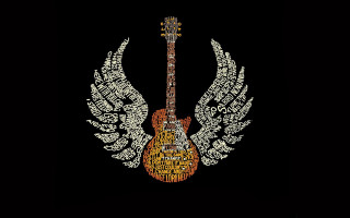 Guitar wings words black background 4 - white letter free wallpaper