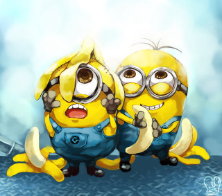 Minions yellow sitting banana peel - funny free wallpaper