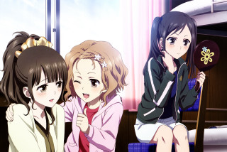 Three girls sitting bed room - three girl free wallpaper