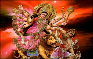 Woman lion man sword red - a painting of a woman free wallpaper