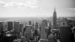 Black white city skyline river - ashcan school free wallpaper