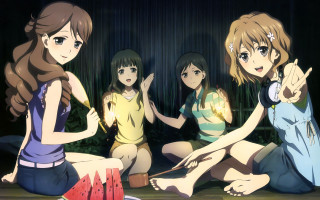 Girls sitting pointing air group - a group of girls free wallpaper