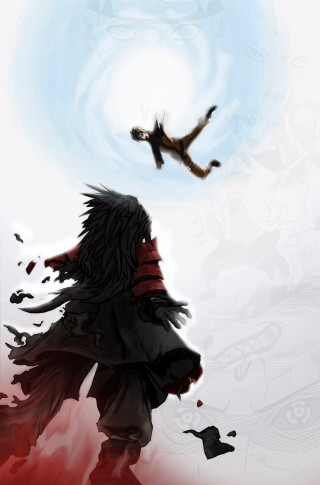 Flying person black outfit cat - serial art free wallpaper
